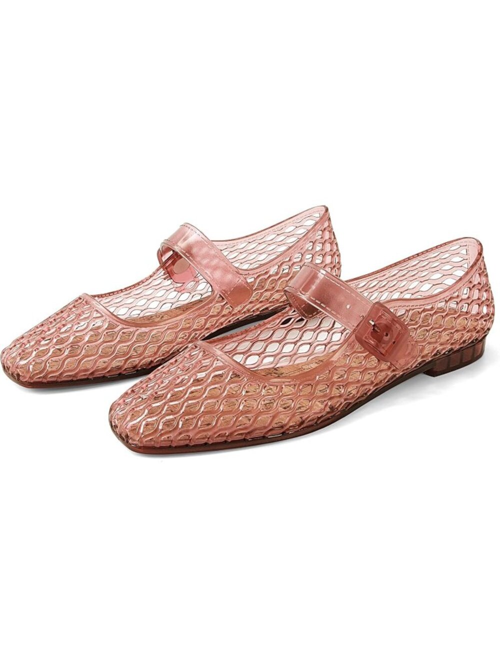 Women's Pink Comfortable Mary Jane Ballerina Beach Jellies Ballet Flat Shoes